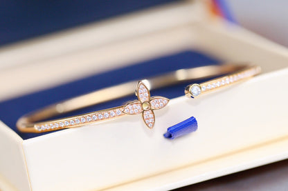 [OAKJURI Jewelry]IDYLLE PINK GOLD OPEN BRACELET DIAMOND PAVED