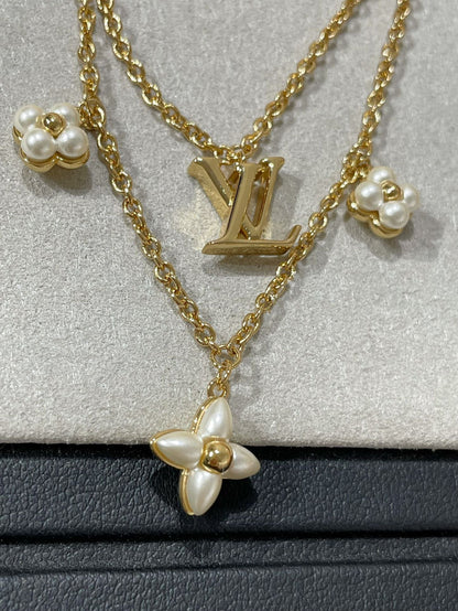 [OAKJURI Jewelry]FLOWERGRAM GOLD MOP DOUBLE ROW NECKLACE