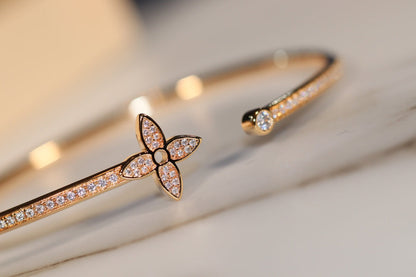 [OAKJURI Jewelry]IDYLLE GOLD OPEN BRACELET DIAMOND PAVED