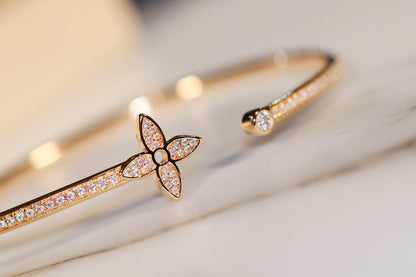 [OAKJURI Jewelry]IDYLLE GOLD OPEN BRACELET DIAMOND PAVED