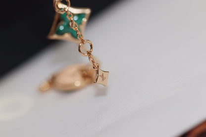 [OAKJURI Jewelry]STAR AND SUN 4 MOTIF PINK GOLD MALACHITE BRACELET