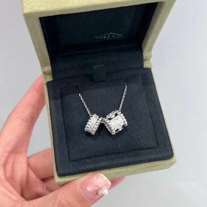 [OAKJURI Jewelry]PERLEE DOUBLE PENDANT SILVER DIAMOND NECKLACE