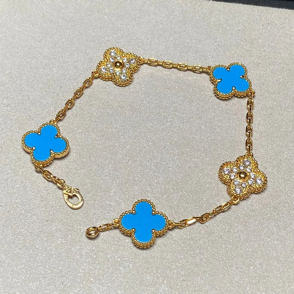 [OAKJURI Jewelry] CLOVER 5 MOTIF BLUE AGATE BRACELET COLLECTION