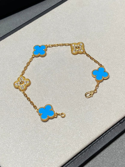 [OAKJURI Jewelry] CLOVER 5 MOTIF BLUE AGATE BRACELET COLLECTION