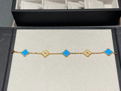 [OAKJURI Jewelry] CLOVER 5 MOTIF BLUE AGATE BRACELET COLLECTION