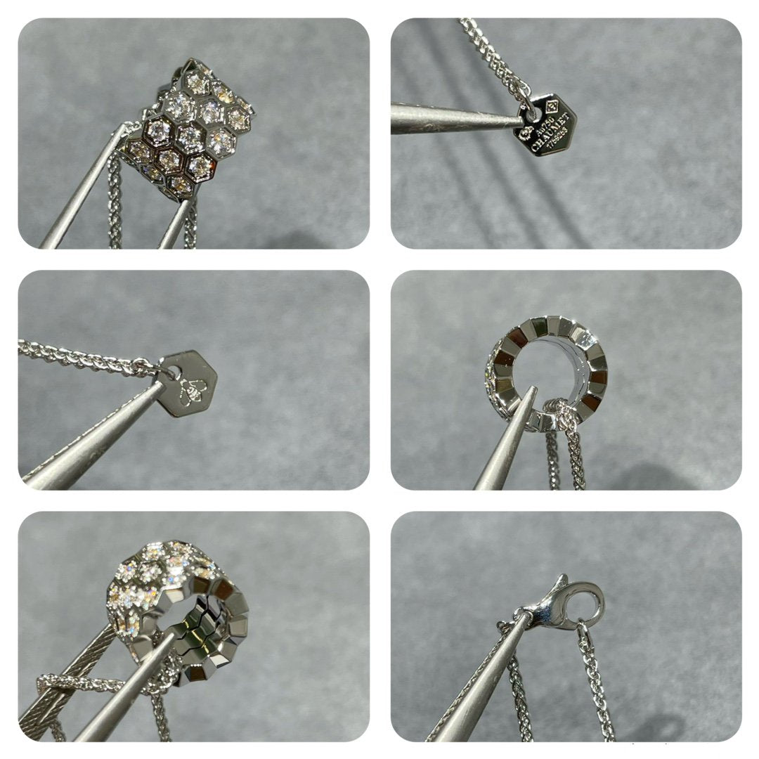 [OAKJURI Jewelry]BEE LOVE DIAMOND PAVED 3 ROW NECKLACE