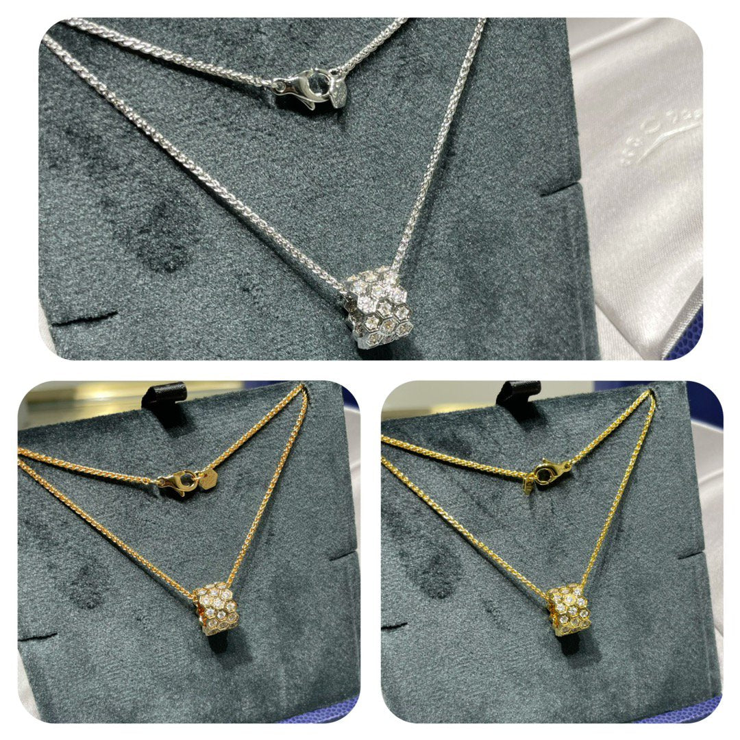 [OAKJURI Jewelry]BEE LOVE DIAMOND PAVED 3 ROW NECKLACE
