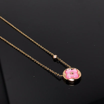 [OAKJURI Jewelry]COLOR BLOSSOM PINK MOP SUN GOLD NECKLACE
