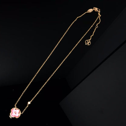 [OAKJURI Jewelry]COLOR BLOSSOM PINK MOP SUN GOLD NECKLACE