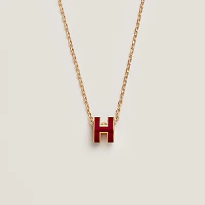 [OAKJURI Jewelry]HM CLIC RED ENAMEL GOLD NECKLACE