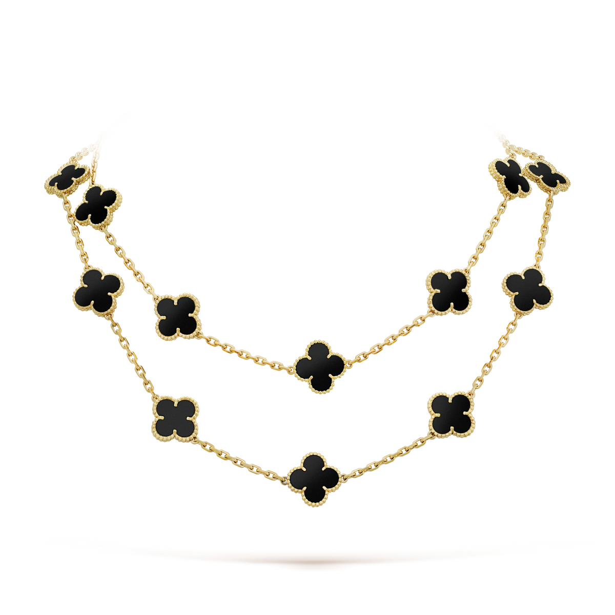 [OAKJURI Jewelry]CLOVER 20 MOTIFS ONYX NECKLACE