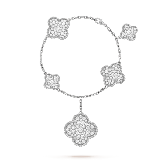 [OAKJURI Jewelry]CLOVER 6 MOTIFS SILVER DIAMOND BRACELET