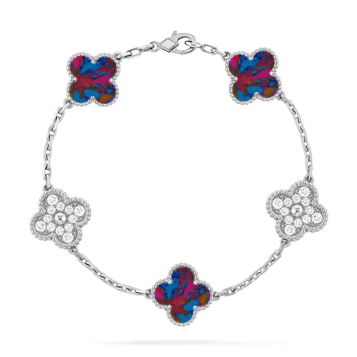 [OAKJURI Jewelry]CLOVER 5 MOTIF COLOR GEMSTONES BRACELET COLLECTION