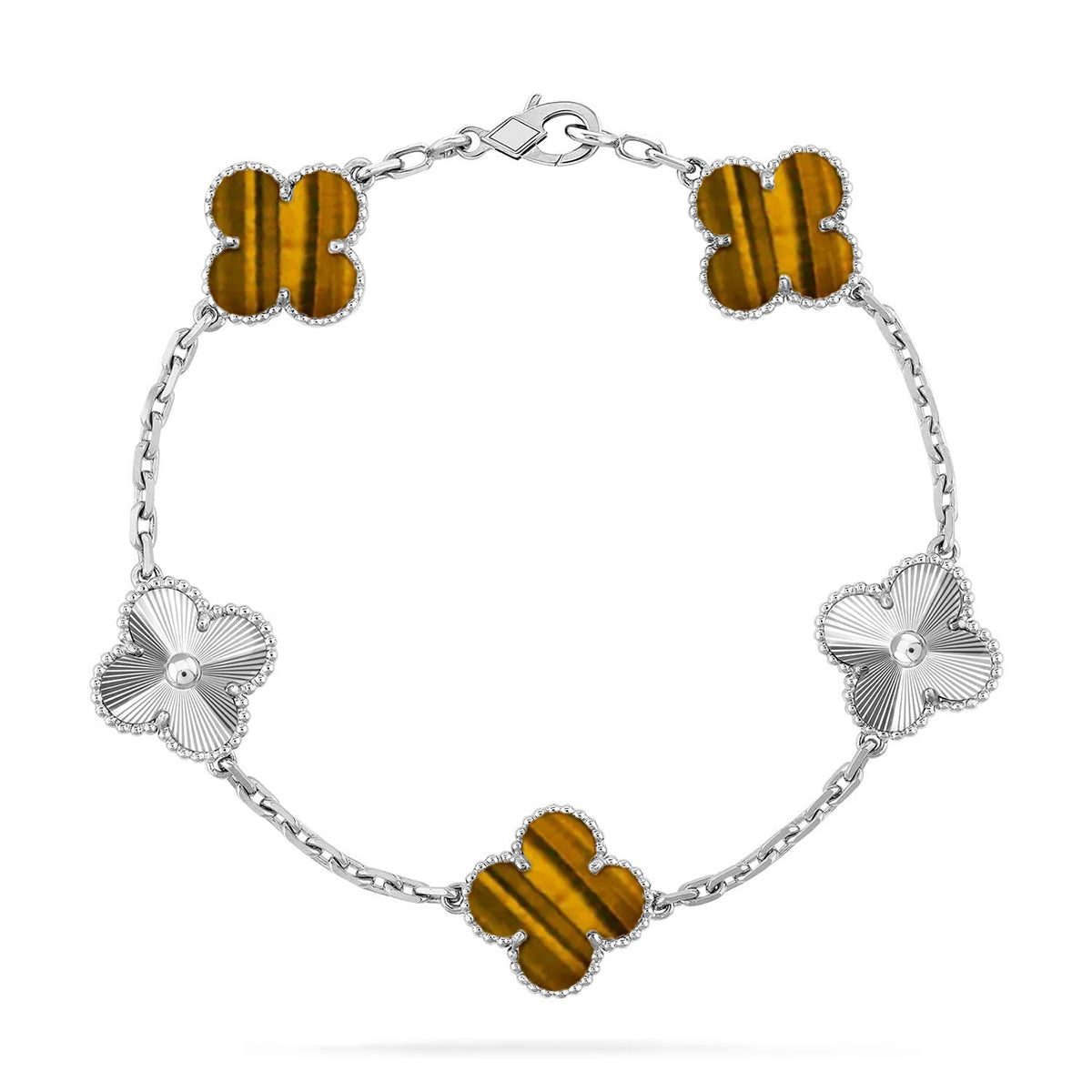 [OAKJURI Jewelry] CLOVER 5 MOTIFS TIGER EYE BRACELET COLLECTION