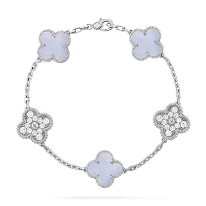 [OAKJURI Jewelry] CLOVER 5 MOTIF PURPLE CHALCEDONY BRACELET COLLECTION
