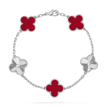 [OAKJURI Jewelry] CLOVER 5 MOTIF RED CORNELIAN BRACELET COLLECTION