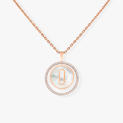 [OAKJURI Jewelry]LUCKY MOVE 1 DIAMOND WHITE MOTHER OF PEARL PINK GOLD DIAMOND NECKLACE