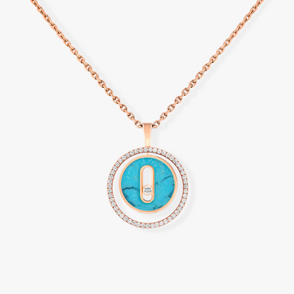 [OAKJURI Jewelry]LUCKY MOVE 1 DIAMOND TURQUOISE PINK GOLD DIAMOND NECKLACE