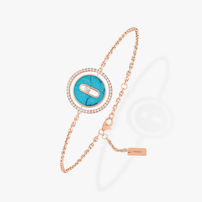 [OAKJURI Jewelry]LUCKY MOVE TURQUOISE PINK GOLD DIAMOND BRACELET