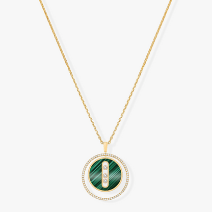 [OAKJURI Jewelry]LUCKY MOVE 3 DIAMOND MALACHITE GOLD DIAMOND NECKLACE
