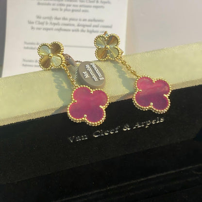 [OAKJURI Jewelry]Clover Pink Enamel Necklace & Earring Jewelry Set