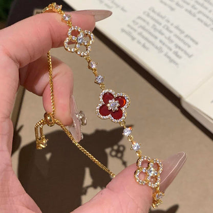 [OAKJURI Jewelry]CLOVER 5 MOTIF PINK BLUE RED WHITE BRACELET