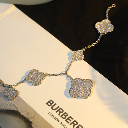 [OAKJURI Jewelry]CLOVER BRACELET 5 MOTIF SILVER DIAMOND PAVED