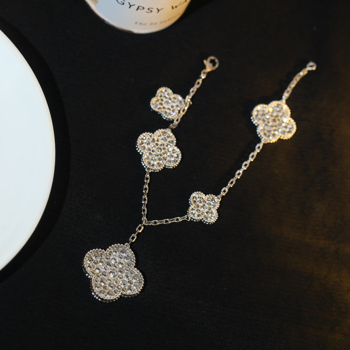 [OAKJURI Jewelry]CLOVER BRACELET 5 MOTIF SILVER DIAMOND PAVED
