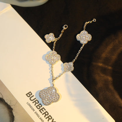 [OAKJURI Jewelry]CLOVER BRACELET 5 MOTIF SILVER DIAMOND PAVED