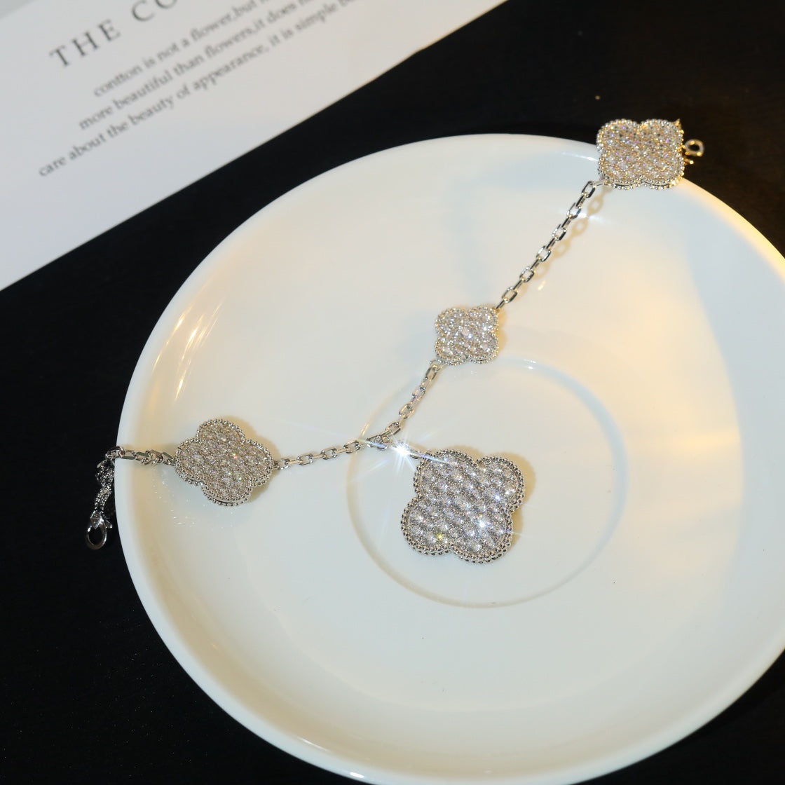 [OAKJURI Jewelry]CLOVER BRACELET 5 MOTIF SILVER DIAMOND PAVED