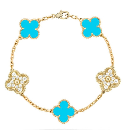 [OAKJURI Jewelry] CLOVER 5 MOTIF TURQUOISE BRACELET COLLECTION