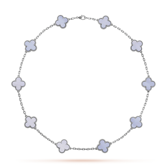 [OAKJURI Jewelry]CLOVER 10 MOTIFS BLUE CHALCEDONY NECKLACE