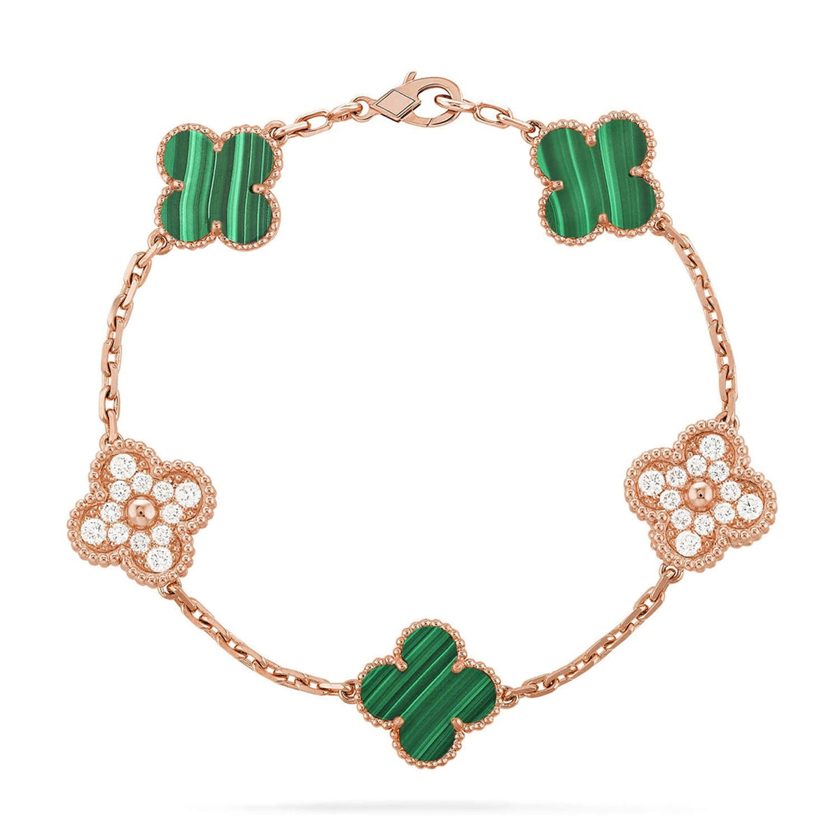 [OAKJURI Jewelry] CLOVER 5 MOTIF MALACHITE BRACELET COLLECTION