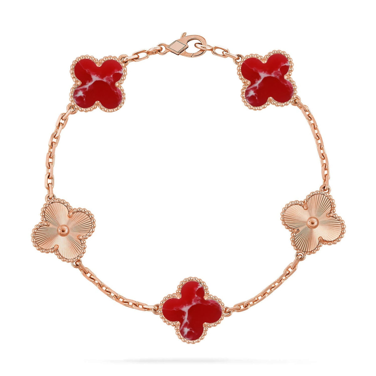 [OAKJURI Jewelry]CLOVER 5 MOTIF RED PATTERN BRACELET COLLECTION