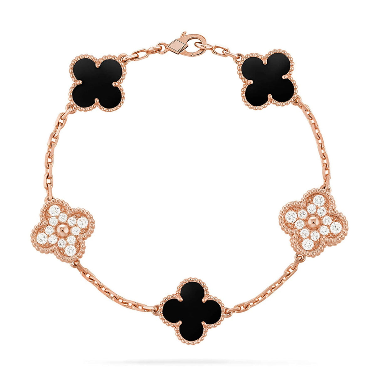 [OAKJURI Jewelry] CLOVER 5 MOTIF ONYXS BRACELET COLLECTION