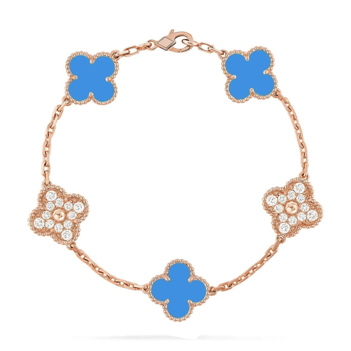 [OAKJURI Jewelry] CLOVER 5 MOTIF BLUE AGATE BRACELET COLLECTION
