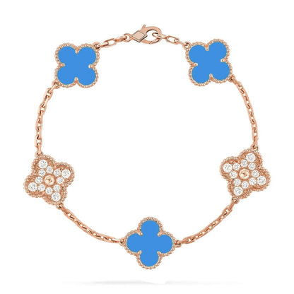 [OAKJURI Jewelry] CLOVER 5 MOTIF BLUE AGATE BRACELET COLLECTION