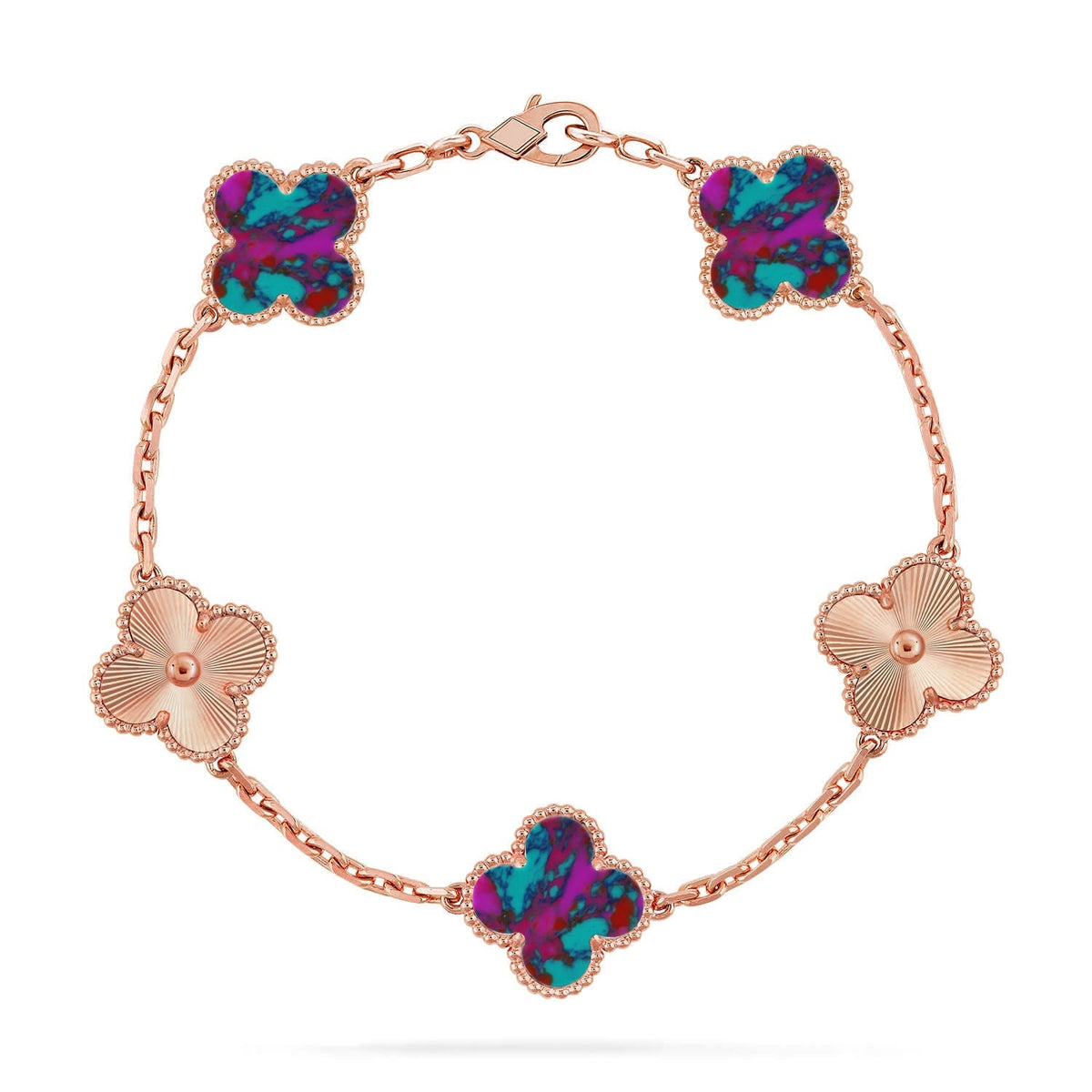 [OAKJURI Jewelry]CLOVER 5 MOTIF COLOR GEMSTONES BRACELET COLLECTION