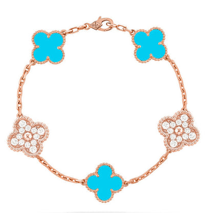 [OAKJURI Jewelry] CLOVER 5 MOTIF TURQUOISE BRACELET COLLECTION