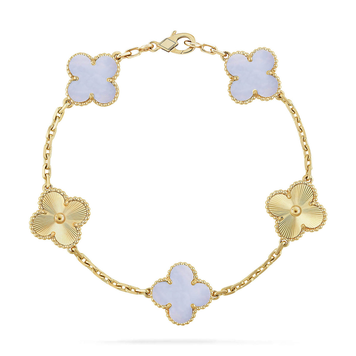 [OAKJURI Jewelry] CLOVER 5 MOTIF PURPLE CHALCEDONY BRACELET COLLECTION