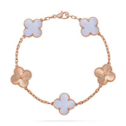 [OAKJURI Jewelry] CLOVER 5 MOTIF PURPLE CHALCEDONY BRACELET COLLECTION