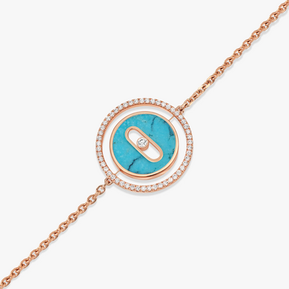 [OAKJURI Jewelry]LUCKY MOVE TURQUOISE PINK GOLD DIAMOND BRACELET