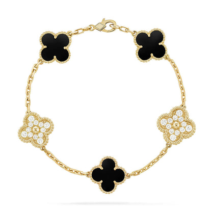 [OAKJURI Jewelry] CLOVER 5 MOTIF ONYXS BRACELET COLLECTION