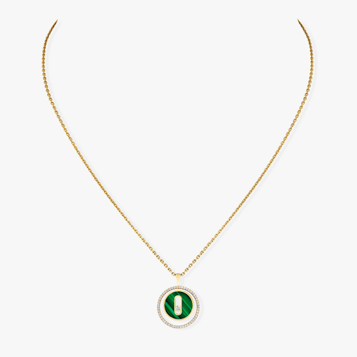 [OAKJURI Jewelry]LUCKY MOVE 1 DIAMOND MALACHITE GOLD DIAMOND NECKLACE