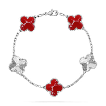 [OAKJURI Jewelry]CLOVER 5 MOTIF RED PATTERN BRACELET COLLECTION