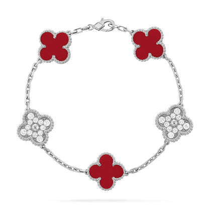 [OAKJURI Jewelry] CLOVER 5 MOTIF RED CORNELIAN BRACELET COLLECTION