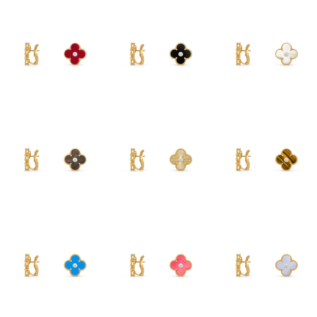 [OAKJURI Jewelry]CLOVER 15MM MOP DIAMOND EARRINGS COLLECTION
