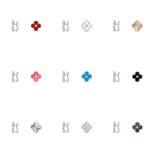 [OAKJURI Jewelry]CLOVER SILVER 15MM MOP DIAMOND EARRINGS COLLECTION