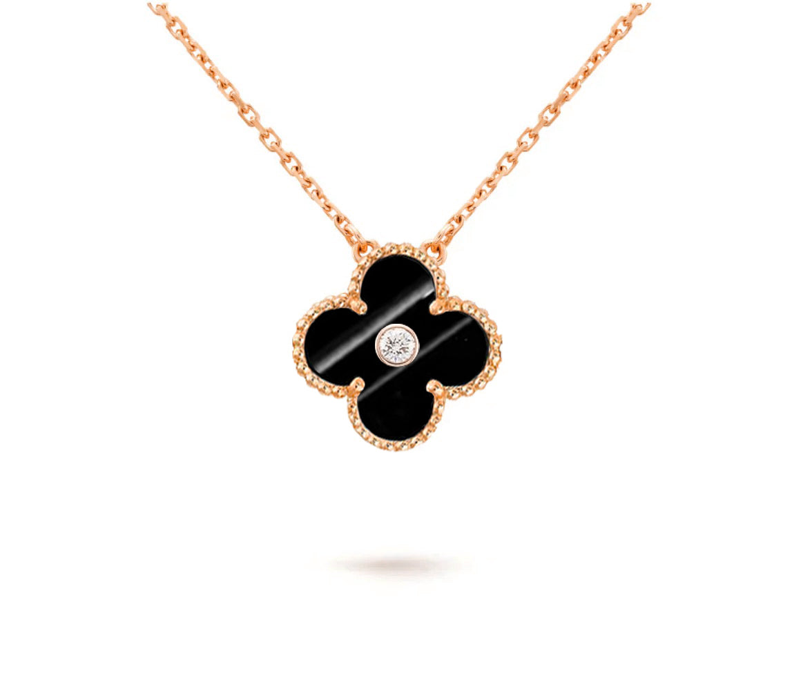 [OAKJURI Jewelry]CLOVER 15MM DIAMOND SINGLE FLOWER NECKLACE COLLECTION