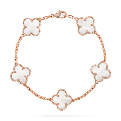 [OAKJURI Jewelry]CLOVER WHITE PEARL MOP 5 MOTIF BRACELET COLLECTION